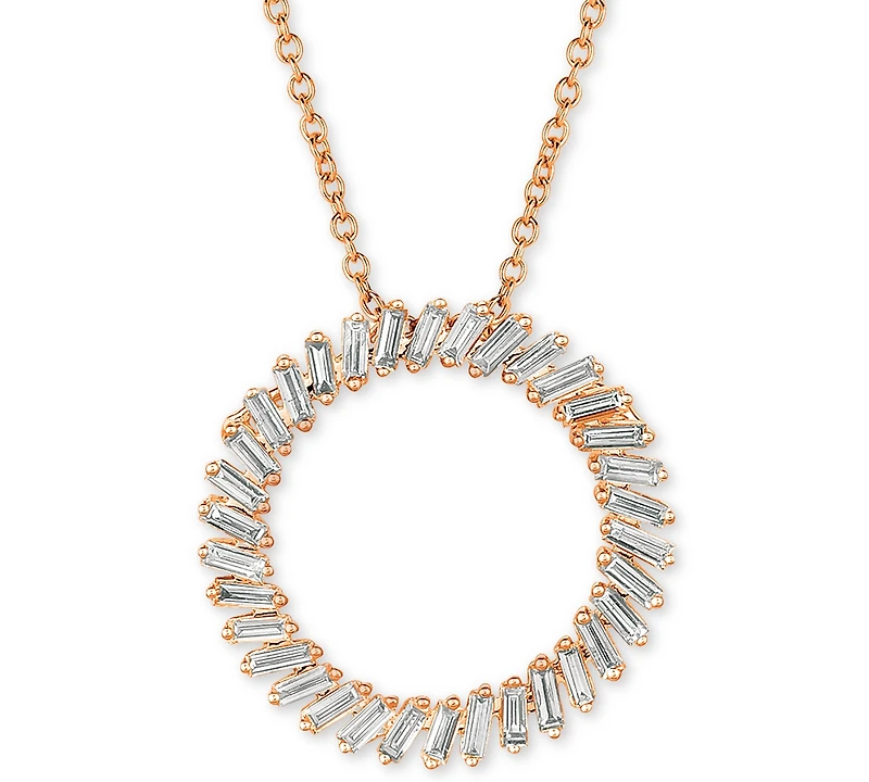 Le Vian Baguette Frenzy Vanilla Diamond Circle 20" Pendant Necklace (5/8 ct. t.w.) in 14k Rose Gold