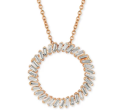 Le Vian Baguette Frenzy Vanilla Diamond Circle 20" Pendant Necklace (5/8 ct. t.w.) in 14k Rose Gold