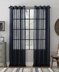 Slub Textured Linen Blend Grommet Top Curtain
