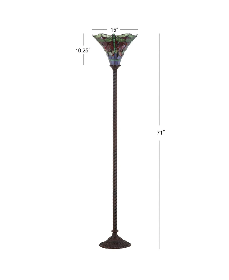 Jonathan Y Dragonfly Tiffany-Torchiere Floor Lamp