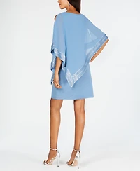 Sl Fashions Metallic-Trim Capelet Sheath Dress