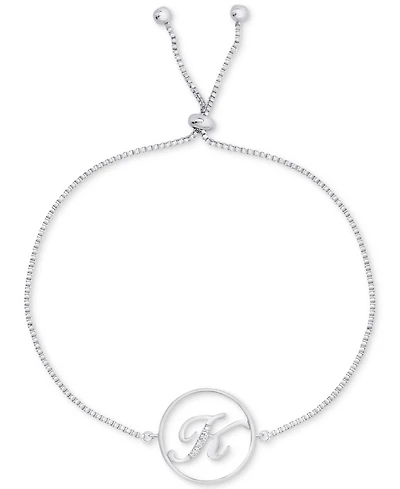 Diamond Accent Initial Bolo Bracelet in Silver-Plate