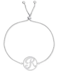 Diamond Accent Initial Bolo Bracelet in Silver-Plate