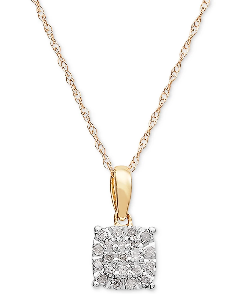 Diamond Cluster 18" Pendant Necklace (1/10 ct. t.w.) in 10k Gold
