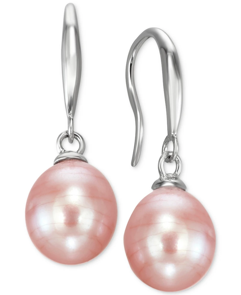Cultured Freshwater Pearl Necklace (7-7 1/2mm) and Drop Earrings (7x9mm) Set Sterling Silver