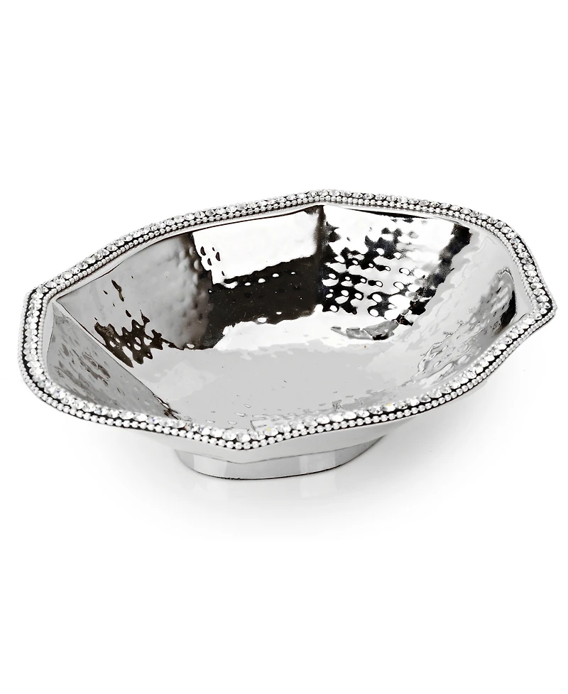 Classic Touch Stainless Steel Octagonal Dish with Diamonds