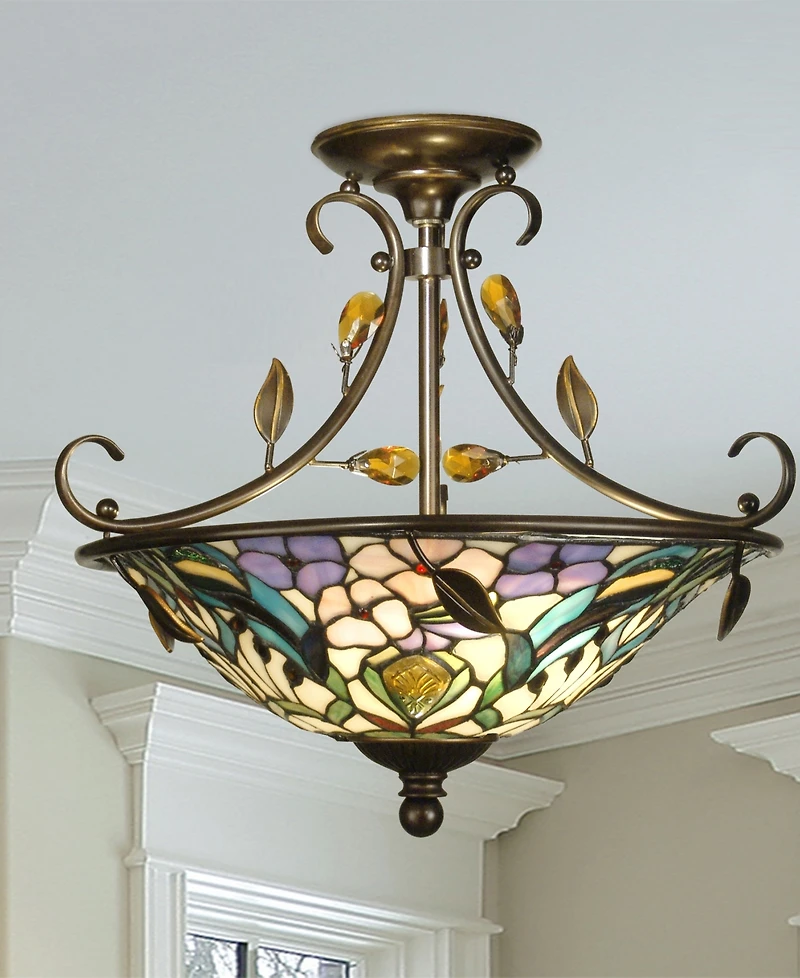 Dale Tiffany Peony Crystal Semi Flush Mount
