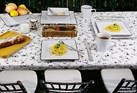 Lorren Home Trends 16 Piece Square Beaded Stoneware Dinnerware set, Service for 4