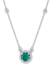 Sapphire (1 ct. t.w.) and White Topaz (1/2 18" Pendant Necklace Sterling Silver (Also Available Tanzanite & Emerald)