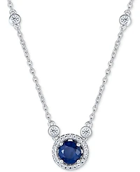Sapphire (1 ct. t.w.) and White Topaz (1/2 18" Pendant Necklace Sterling Silver (Also Available Tanzanite & Emerald)