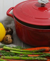 Chasseur French Enameled Cast Iron 5.25 Qt. Round Dutch Oven