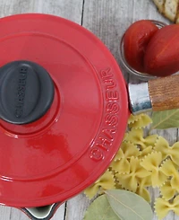 Chasseur French Enameled Cast Iron 1.3 Qt. Saucepan, Lid & Wood Handle