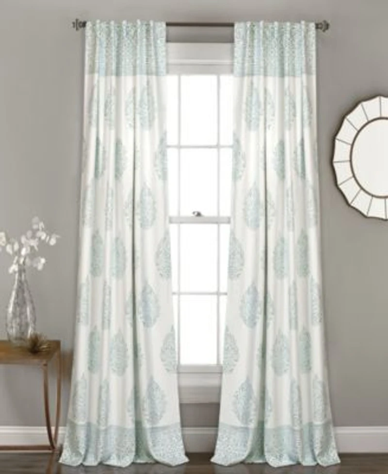 Teardrop Leaf Print Curtain Sets