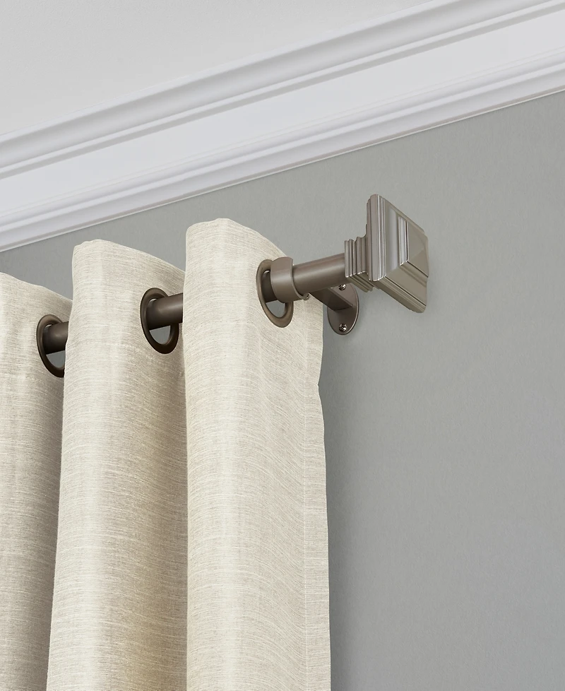 Florence Adjustable 86"-120" Curtain Rod With Stacked Square Finials