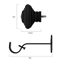Elrene Home Fashions Florence 1" Diameter Adjustable Curtain Rod Set with Decorative Square Finials