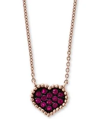 Effy Ruby Cluster Beaded Heart Pendant Necklace Stud Earrings 1 4 Ct. T.W. In 14k Rose Gold