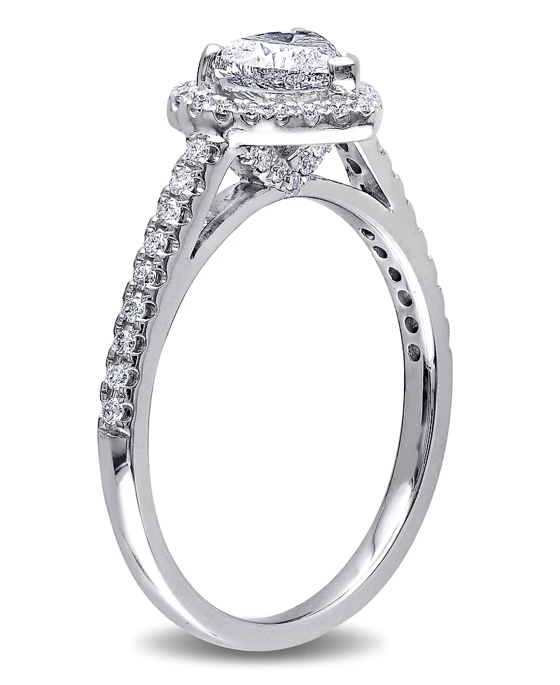 Certified Diamond (7/8 ct. t.w.) Heart-Shape Halo Engagement Ring 14k White Gold