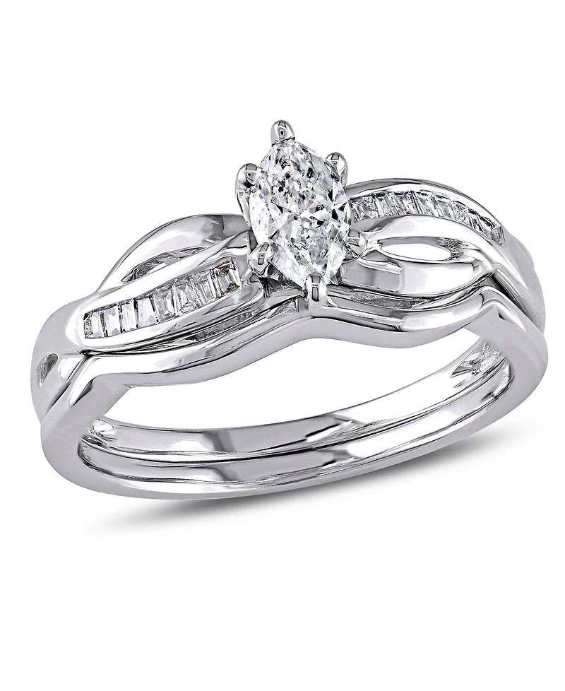 Certified Diamond (1/2 ct. t.w.) Marquise-Shape Bridal Set 14k White Gold