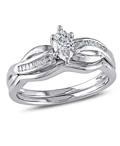 Certified Diamond (1/2 ct. t.w.) Marquise-Shape Bridal Set 14k White Gold