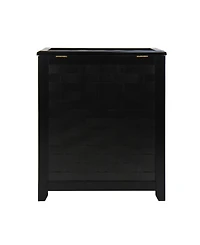 Oceanstar Rectangular Veneer Laundry Wood Hamper with Interior Bag