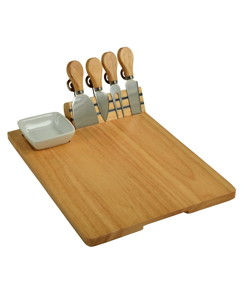 Picnic at Ascot Windsor hardwood Cheese Board Set -Tools, Cheese Markers, Bowl