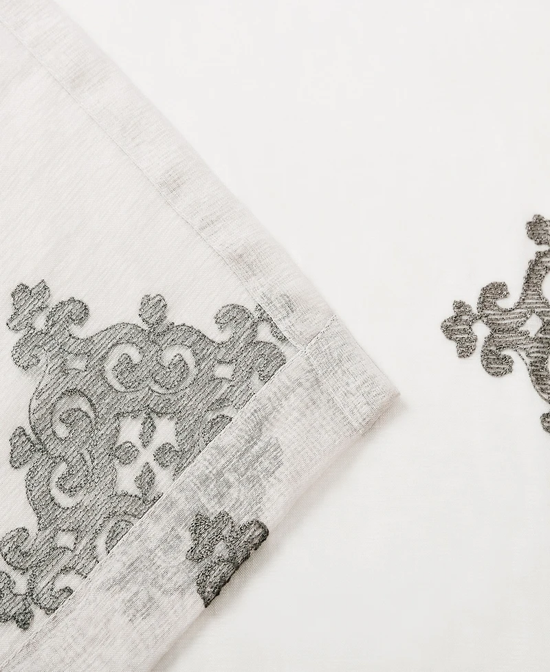 Superior Lightweight Damask Sheer Curtain Panels, Set of 2, 52" x 96"