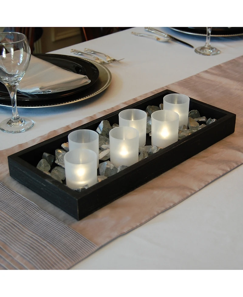 Lumabase Set of 6 Flickering Warm White Led Lights in Frosted Votive Holders Cups