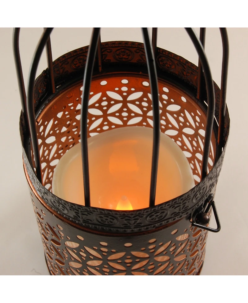 Lumabase Black Wine Bottle Metal Lantern with Led Candle