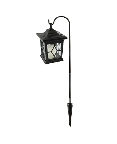 Lumabase Black Solar Lantern and Metal Shepherd's Hook