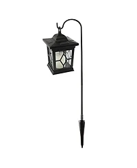 Lumabase Black Solar Lantern and Metal Shepherd's Hook