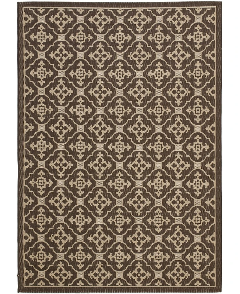 Safavieh Courtyard CY6564 Chocolate and Cream 5'3" x 7'7" Outdoor Area Rug