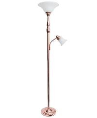 Elegant Designs 2 Light Mother Daughter Floor Lamp with White Marble Glass