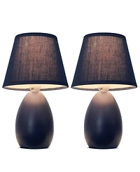 Simple Designs Mini Egg Oval Ceramic Table Lamp 2 Pack Set