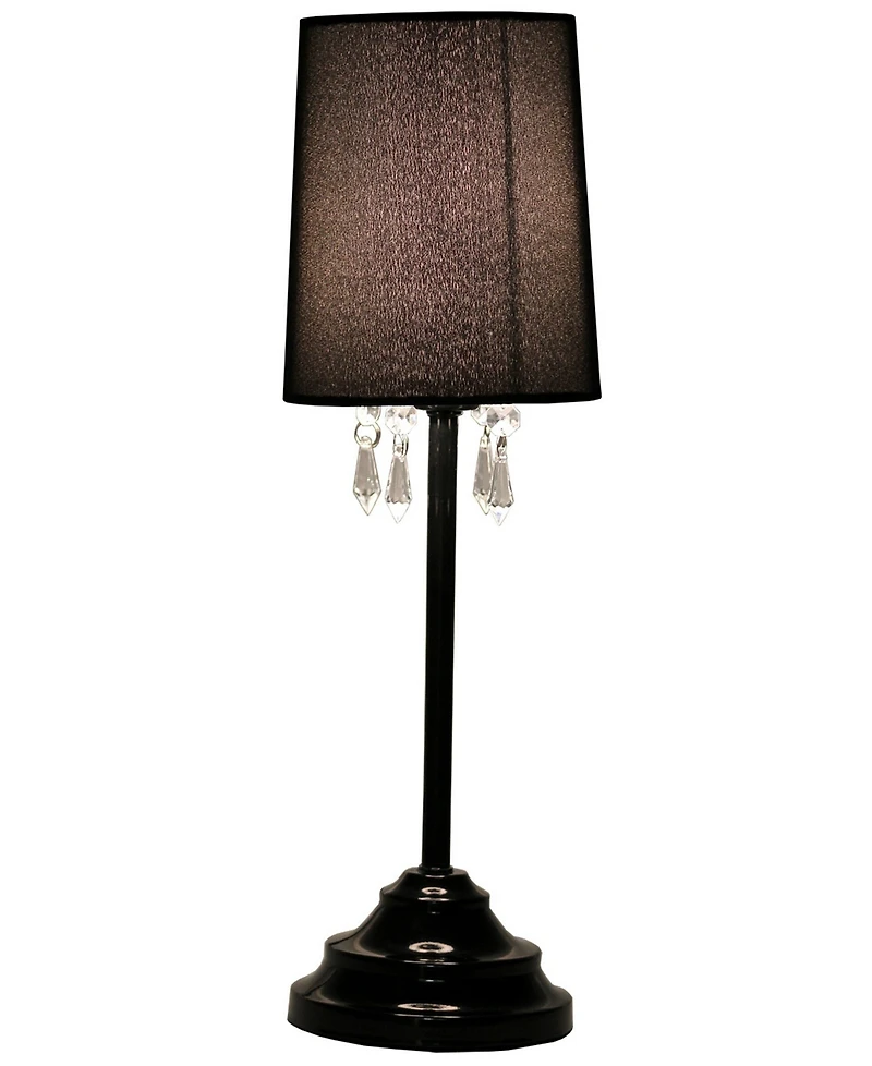 Simple Designs Table Lamp with Fabric Shade and Hanging Acrylic Beads