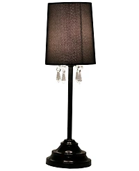 Simple Designs Table Lamp with Fabric Shade and Hanging Acrylic Beads