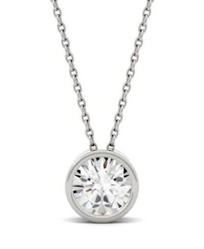 Moissanite Bezel Solitaire Pendant 1 2 Ct T.W. 1 Ct. T.W. Diamond Equivalent In 14k White Or Yellow Gold