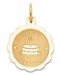 14k Gold Charm, Happy Birthday Charm