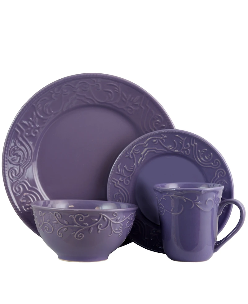 Elama Lilac Fields 16 Pc. Dinnerware Set, Service for 4