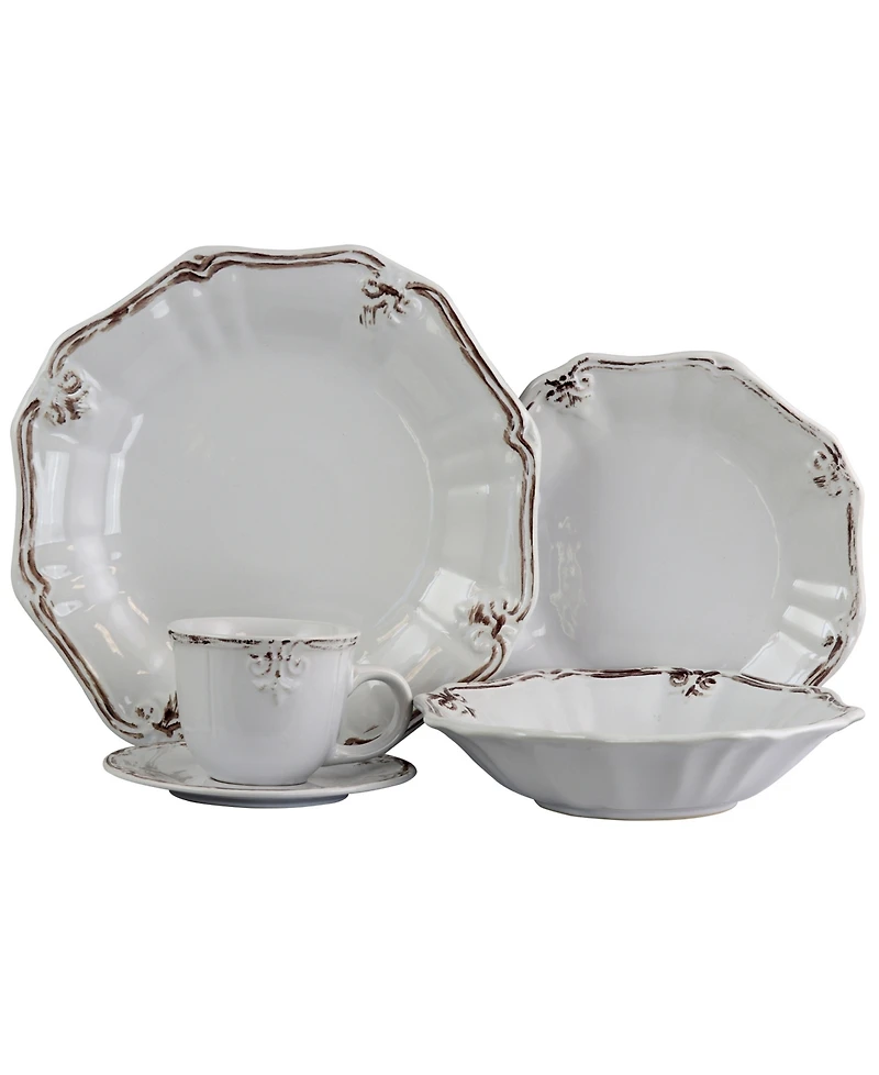 Elama Fleur De Lys 20 Pc. Dinnerware Set, Service for 4