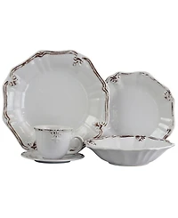 Elama Fleur De Lys 20 Pc. Dinnerware Set, Service for 4