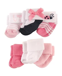 Luvable Friends Baby Girls Newborn Sock Bundle
