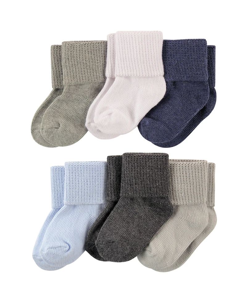 Luvable Friends Baby Boys Six-Pair Cuffed Sock Bundle