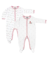 Luvable Friends Baby Girls Cozy Cotton Day-to-Night Romper
