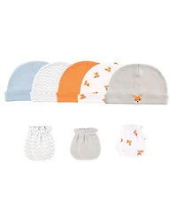 Luvable Friends Baby Boys Guys' Soft Cotton Hat & Mitten Set
