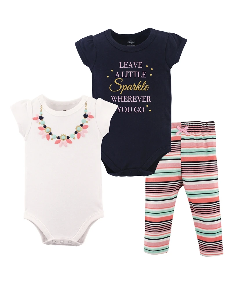 Little Treasure Baby Girls Soft Cotton Two-Piece Outfit Bodysuit & Pants