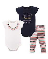 Little Treasure Baby Girls Soft Cotton Two-Piece Outfit Bodysuit & Pants