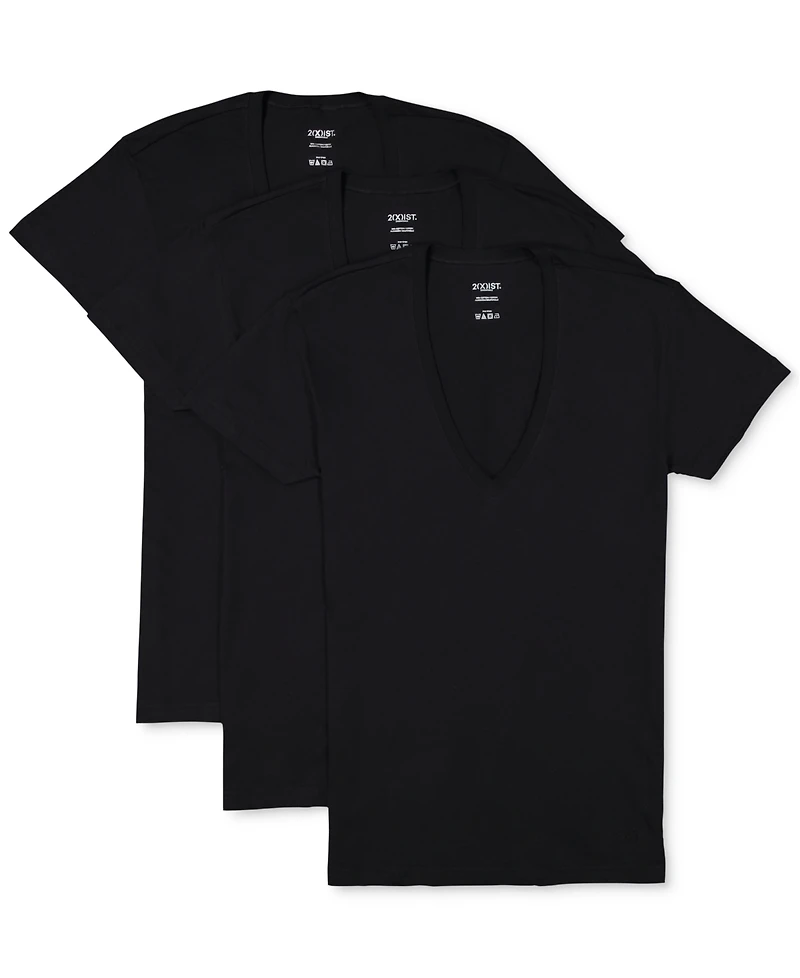 2(x)ist Men's Slim-Fit Deep V-Neck 3 Pack Undershirt
