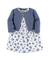 Luvable Friends Baby Girls Dress and Cardigan 2pc Set
