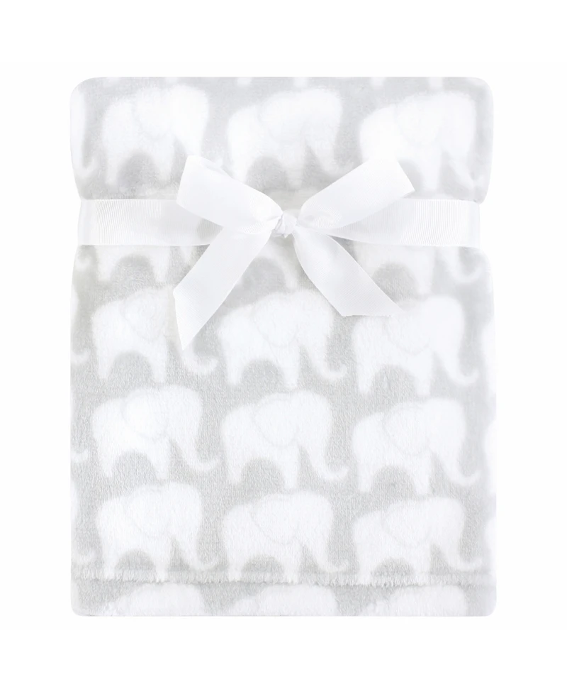 Hudson Baby Infant Silky Plush Blanket, Tan Chevron, 30x40 inches