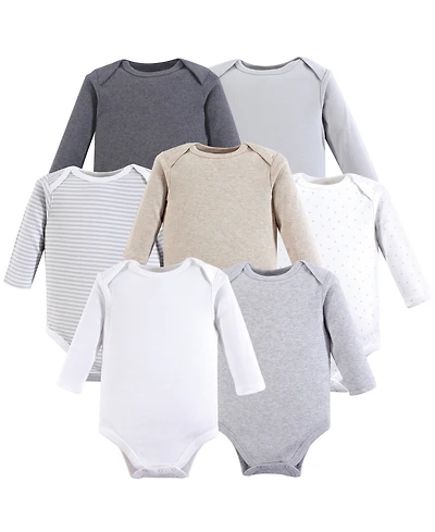 Hudson Baby Boys Unisex Multipack of 7 Cotton Long-Sleeve Bodysuits